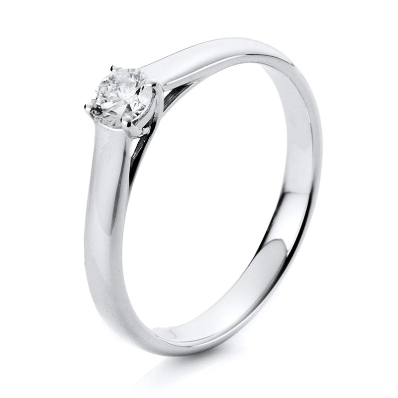 Ring 4 prongs 14 kt white gold