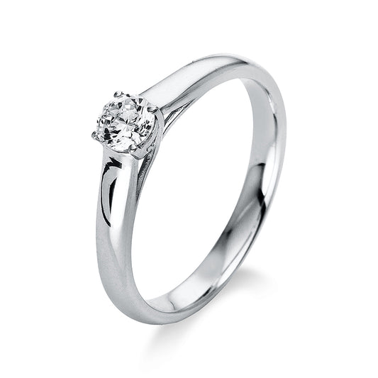 Ring 4 prongs 14 kt white gold