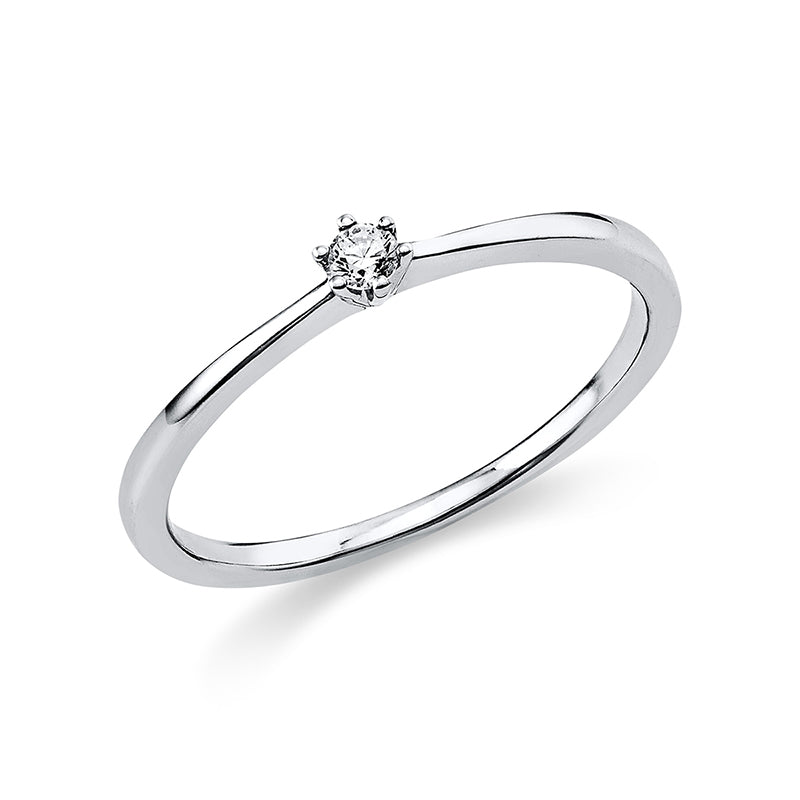 Ring 6 prongs 14 kt white gold