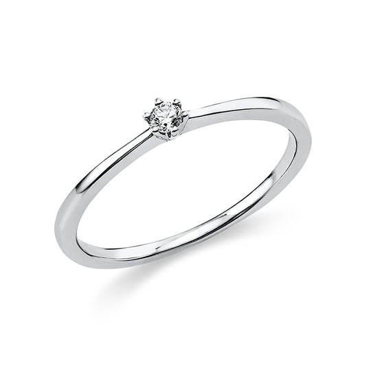 6 prong ring 18 kt white gold