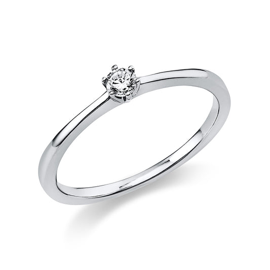 Ring 6 prongs 14 kt white gold