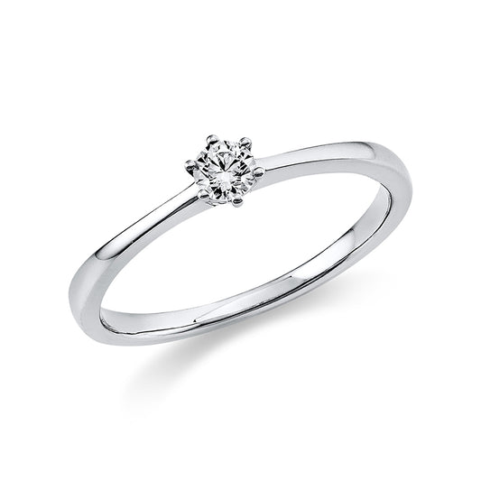 Ring 6 prongs 14 kt white gold