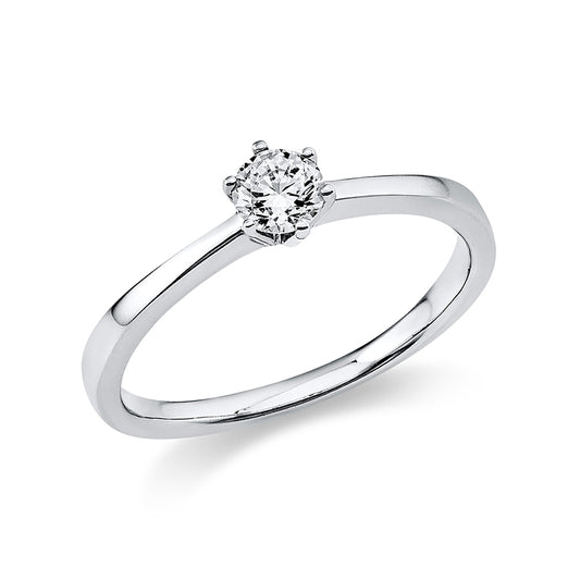 Ring 6 prongs 14 kt white gold