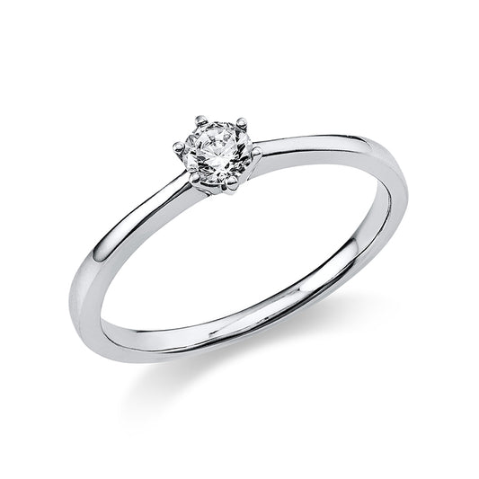 Ring 6 prongs 14 kt white gold