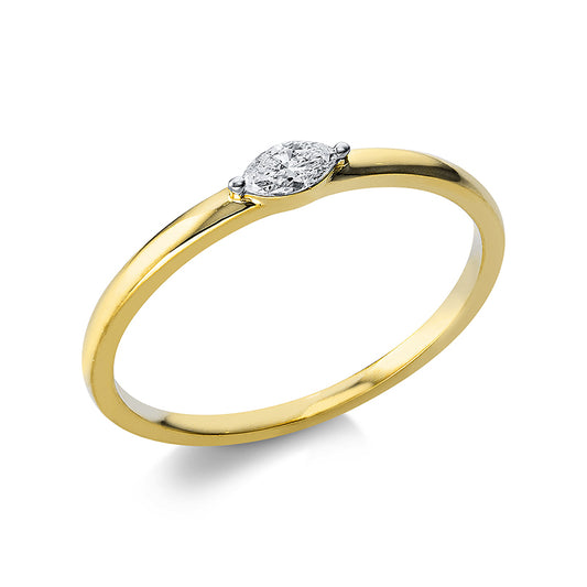 Ring 2 prongs 18 kt GG+WG