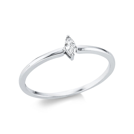 Ring 2 prongs 18 kt white gold