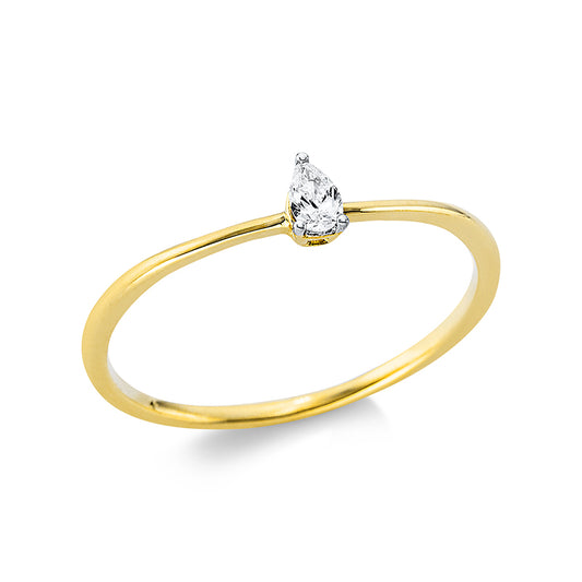 Ring 3 prongs 18 kt GG+WG