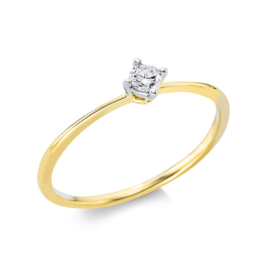 Ring 4 prongs 18 kt GG+WG