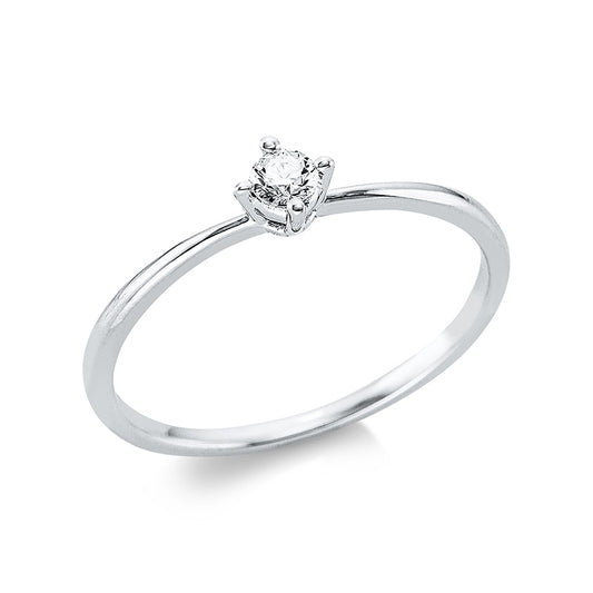 Ring 4 prongs 18 kt white gold