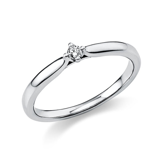 Ring 4 prongs 14 kt white gold