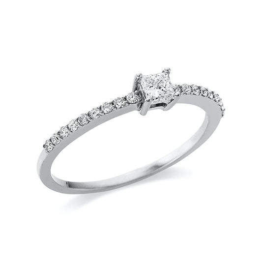 Ring 4 prongs 18 kt white gold