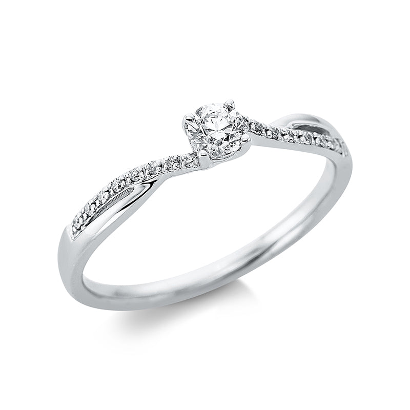 Ring 4 prongs 18 kt white gold