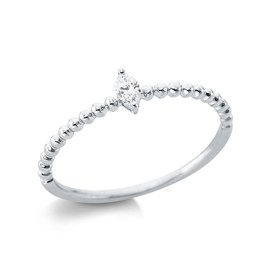 Ring 2 prongs 18 kt white gold