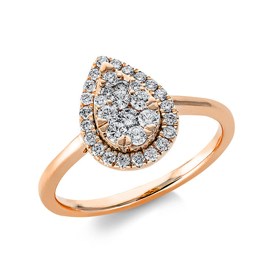 Ring 18 kt rose gold teardrop