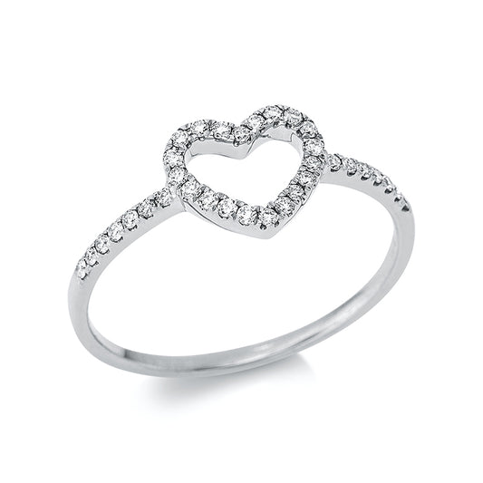 Кольцо 18 карат WG сердце