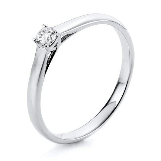 Ring 4 prongs 14 kt white gold