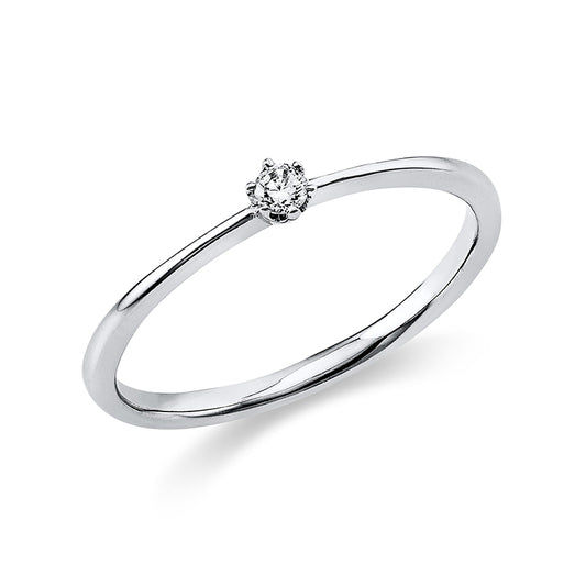 Ring 6 prongs 14 kt white gold