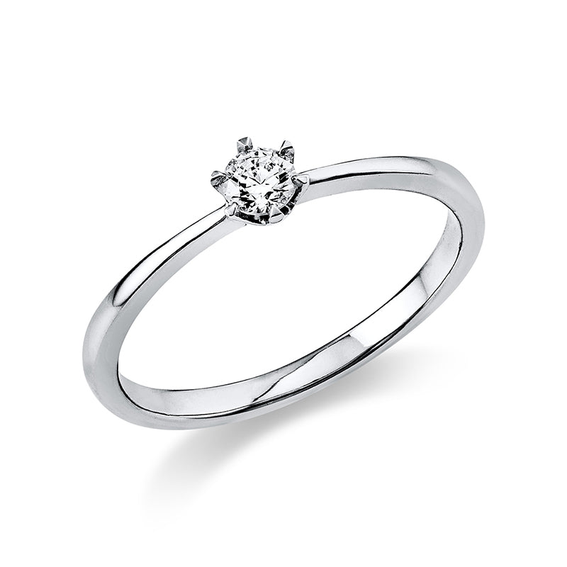 Ring 6 prongs 14 kt white gold