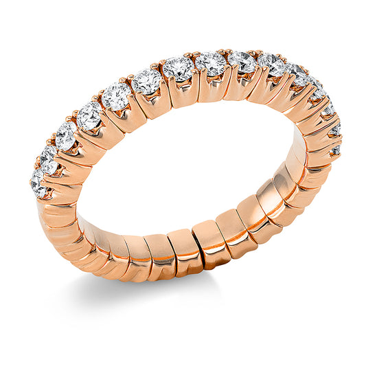 Ring with 4 prongs, 18 kt. RG, flex band, variable