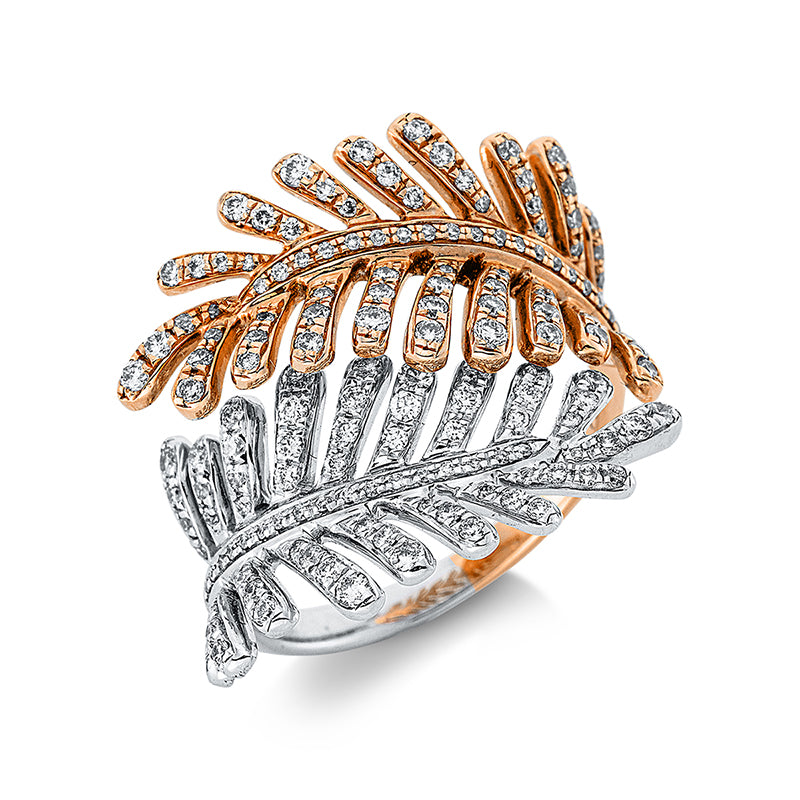 Ring 18 kt WG+RG leaf