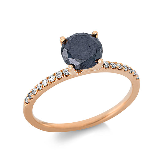 Кольцо 18 карат RG, оправа частично черного родиния