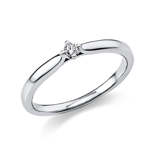 Ring 4 prongs 18 kt white gold