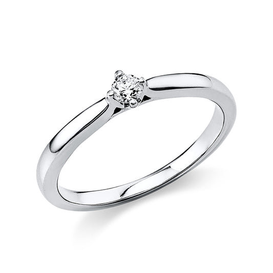 Ring 4 prongs 14 kt white gold