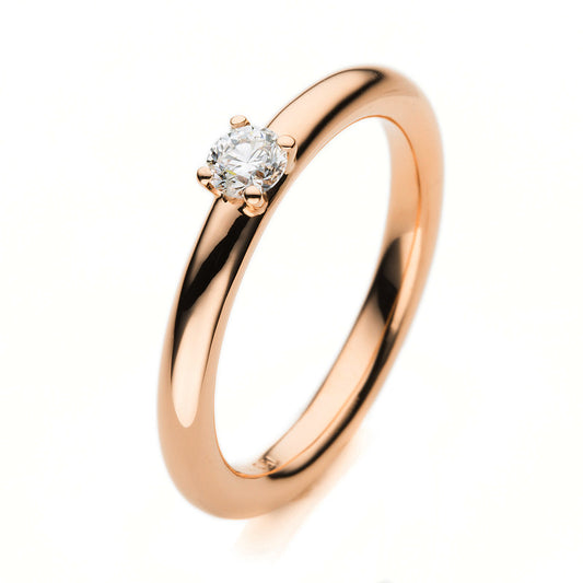 4-prong ring, 18 kt rose gold, polished