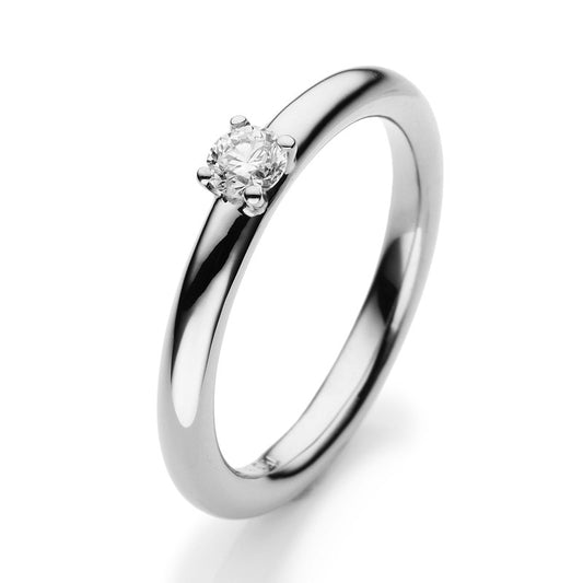 4-prong ring 18 kt white gold, polished