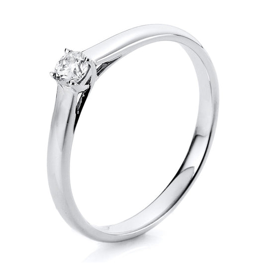 Ring 4 prongs 14 kt white gold