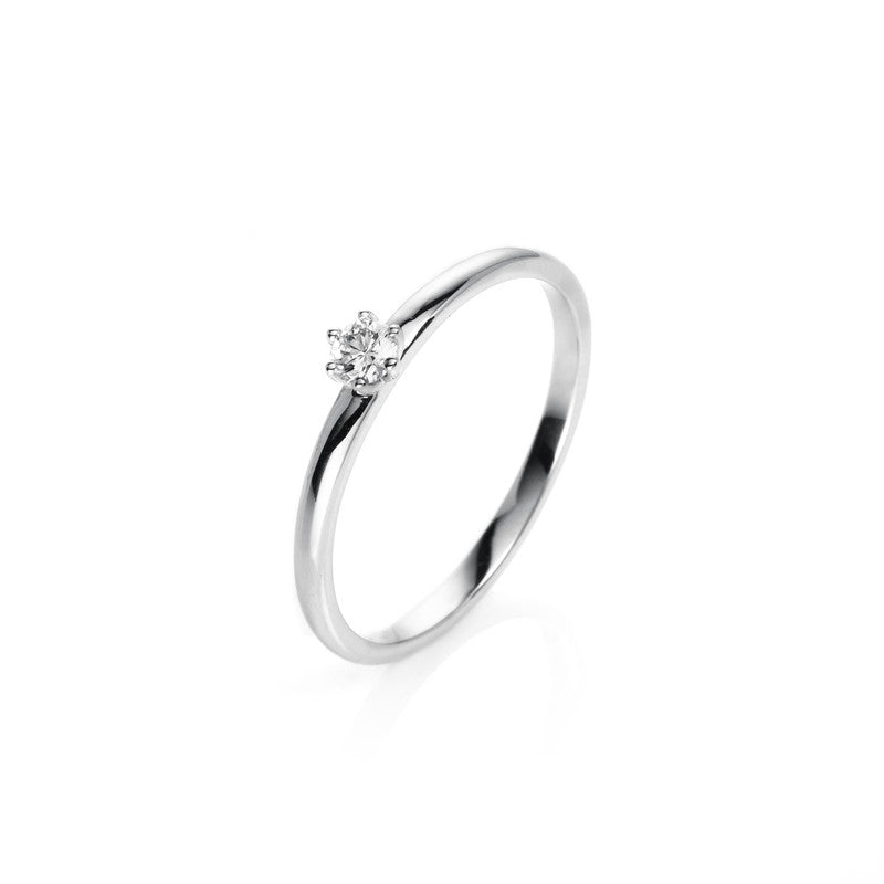 Ring 6 prongs 14 kt white gold