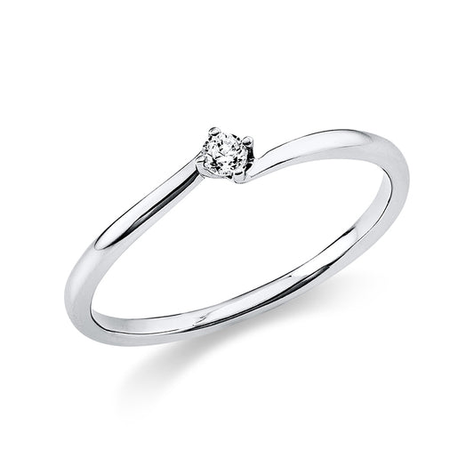 Ring 4 prongs 18 kt white gold