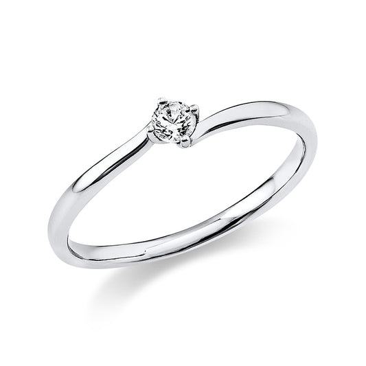 Ring 4 prongs 14 kt white gold