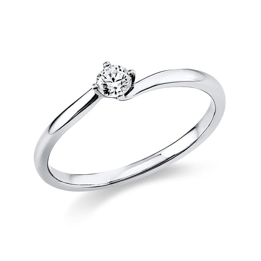 Ring 4 prongs 14 kt white gold