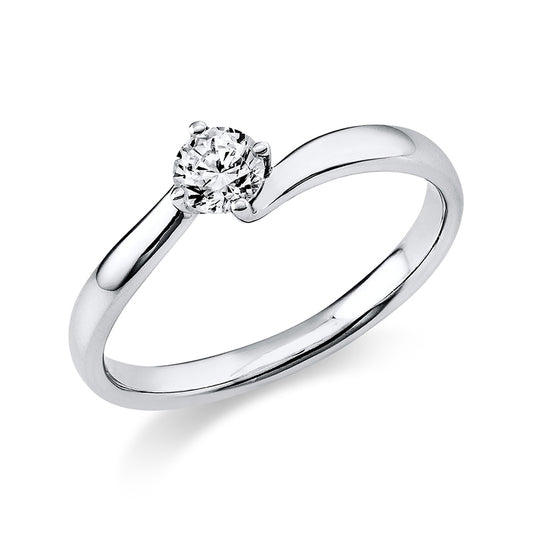 Ring 4 prongs 14 kt white gold