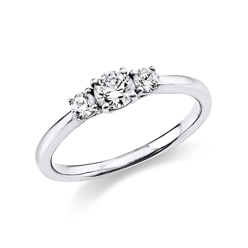 Ring 4 prongs 14 kt white gold