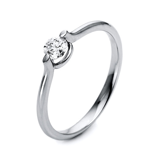 Ring 2 prongs 14 kt white gold