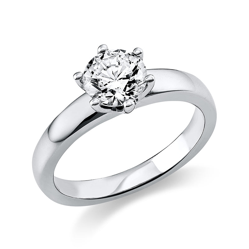 6 prong ring 18 kt white gold