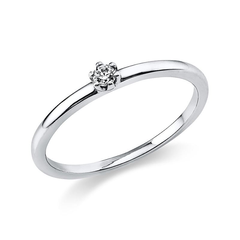 Ring 6 prongs 14 kt white gold