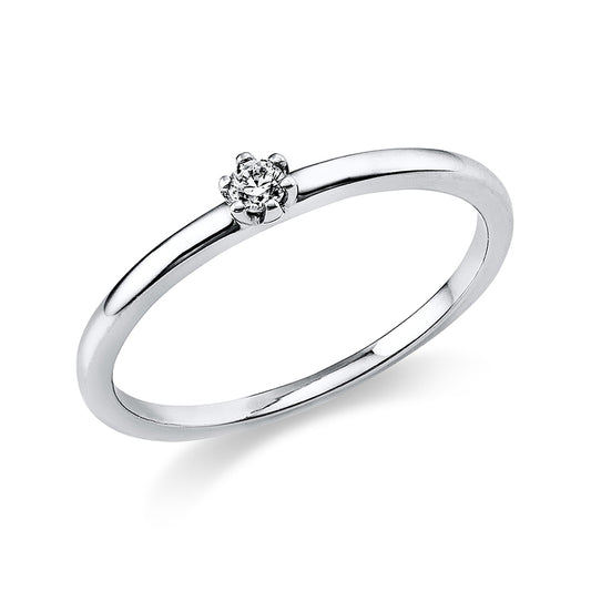 Ring 6 prongs 14 kt white gold