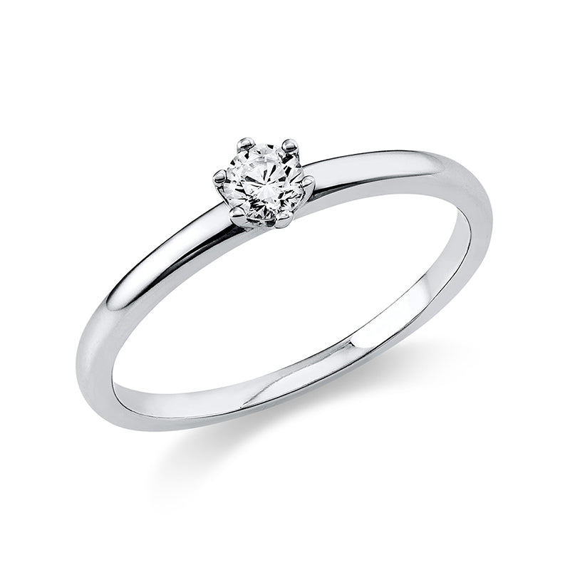 Ring 6 prongs 14 kt white gold