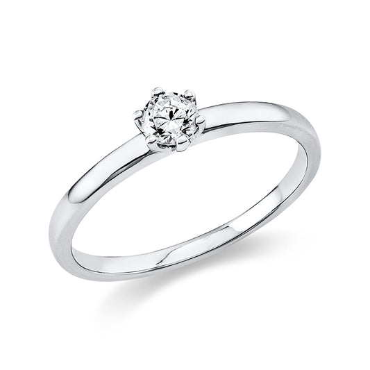 6 prong ring 18 kt white gold