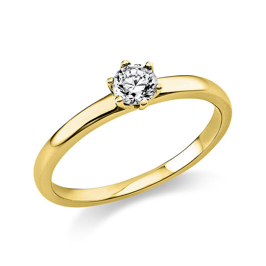 6 prong ring 18 kt gold