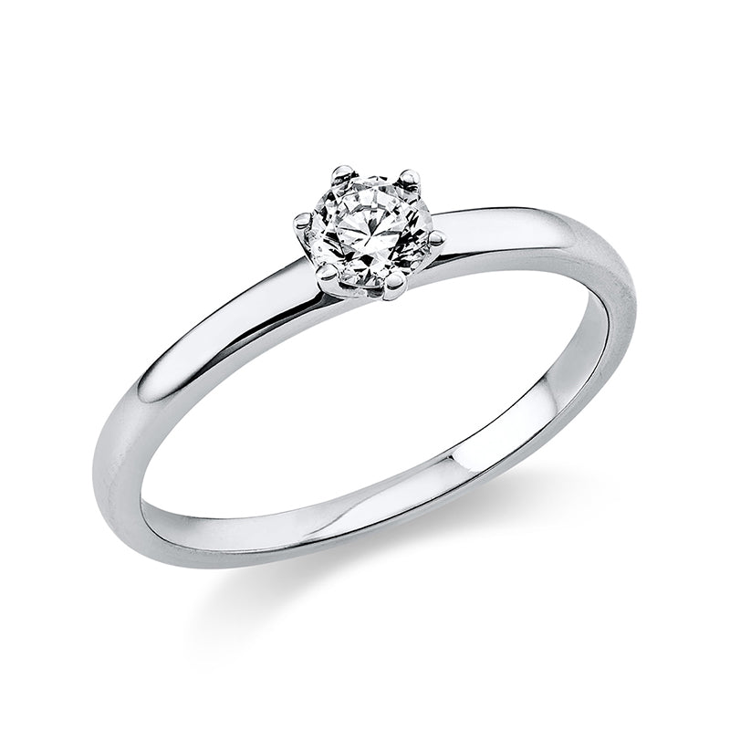 6 prong ring 18 kt white gold