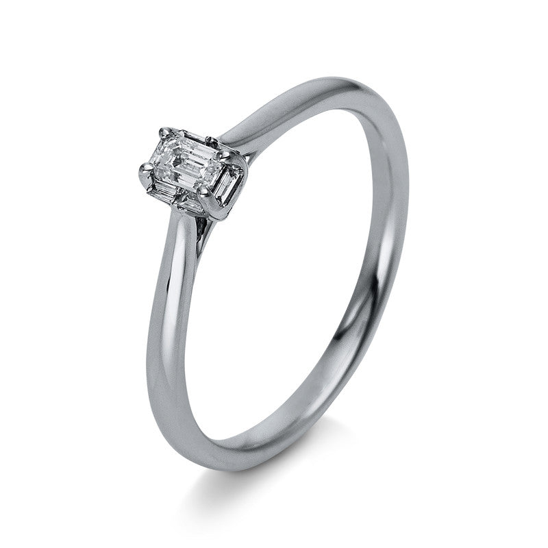 Ring 4 prongs 18 kt white gold