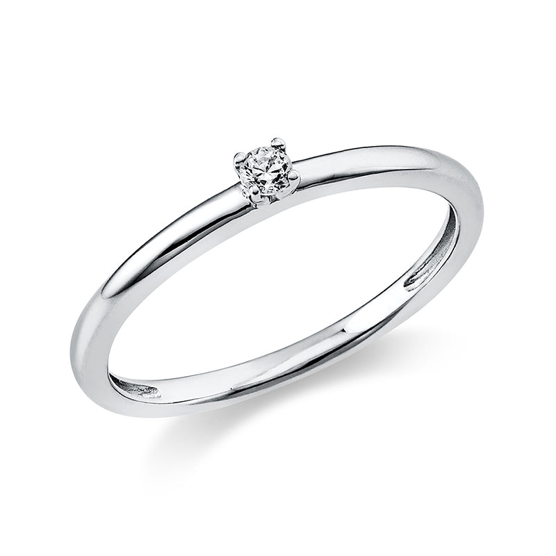 Ring 4 prongs 18 kt white gold