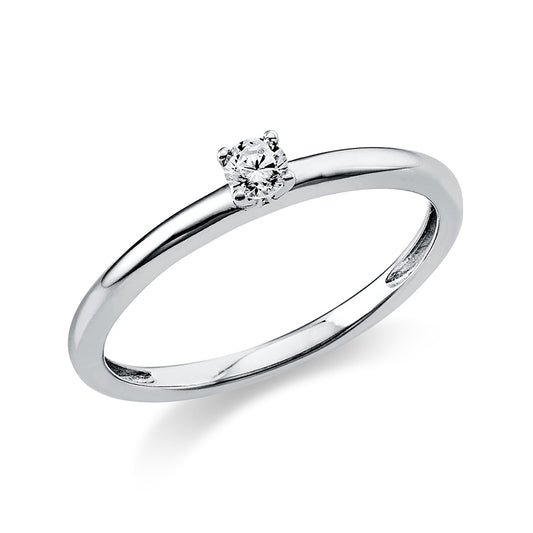 Ring 4 prongs 14 kt white gold