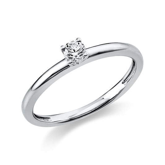 Ring 4 prongs 18 kt white gold