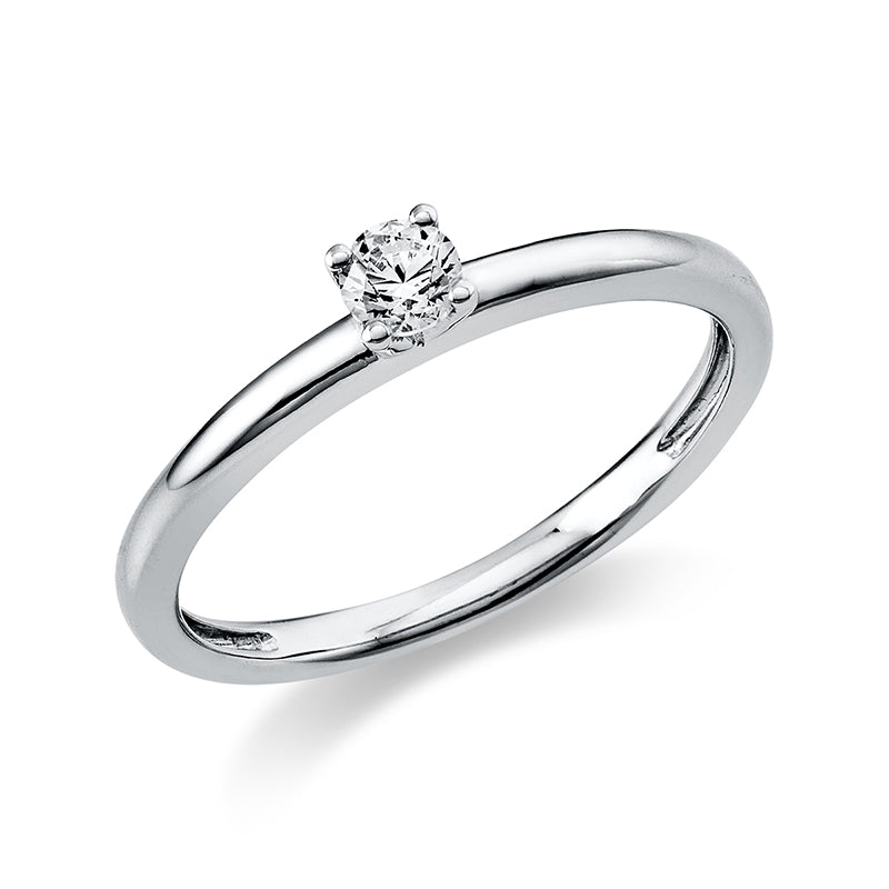 Ring 4 prongs 14 kt white gold