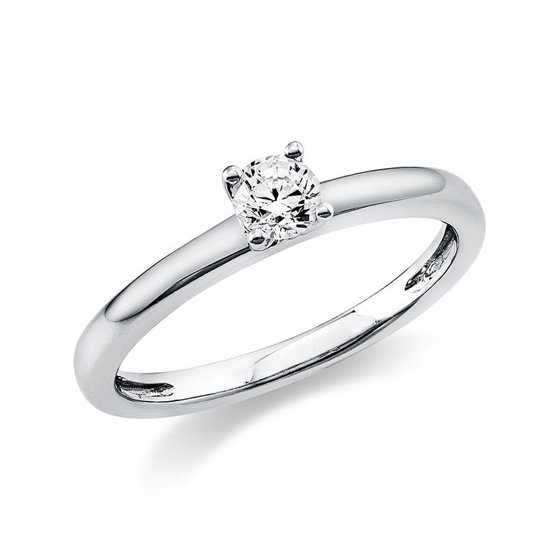 Ring 4 prongs 14 kt white gold